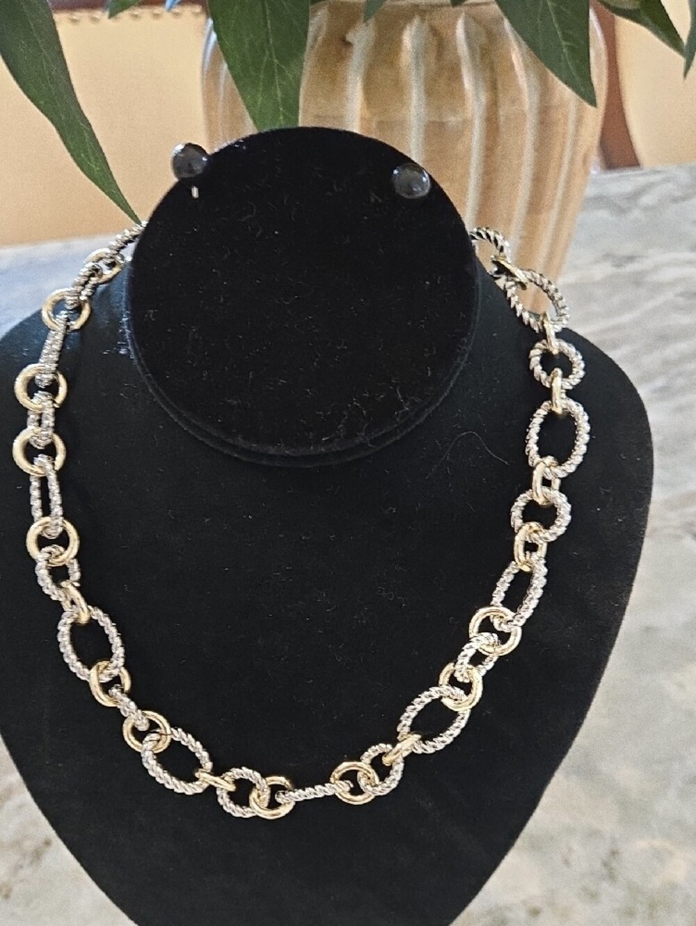 Silver-Tone Textured Link Necklace - Women's Jewelry